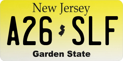 NJ license plate A26SLF