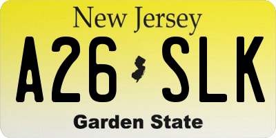 NJ license plate A26SLK