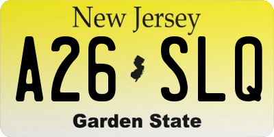 NJ license plate A26SLQ