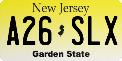 NJ license plate A26SLX