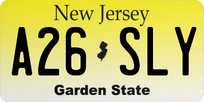 NJ license plate A26SLY