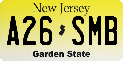 NJ license plate A26SMB