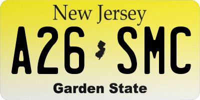 NJ license plate A26SMC