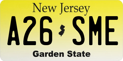 NJ license plate A26SME