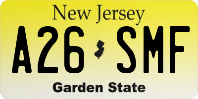 NJ license plate A26SMF