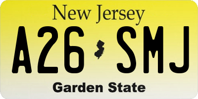 NJ license plate A26SMJ