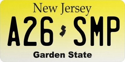 NJ license plate A26SMP