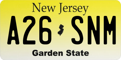 NJ license plate A26SNM