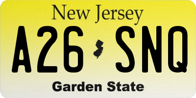 NJ license plate A26SNQ