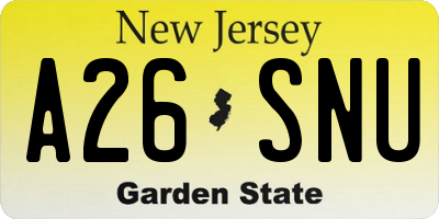 NJ license plate A26SNU
