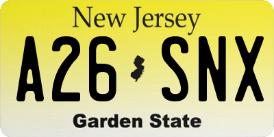 NJ license plate A26SNX