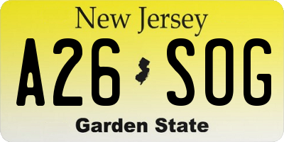 NJ license plate A26SOG