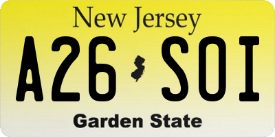 NJ license plate A26SOI