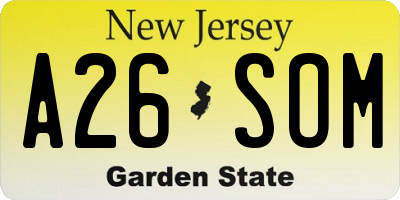 NJ license plate A26SOM