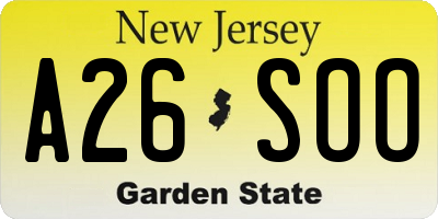 NJ license plate A26SOO