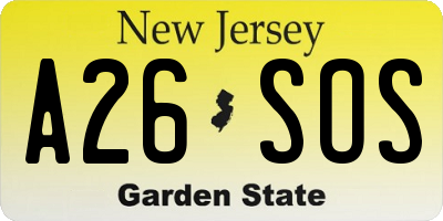 NJ license plate A26SOS