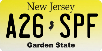 NJ license plate A26SPF
