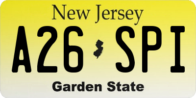 NJ license plate A26SPI