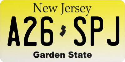 NJ license plate A26SPJ