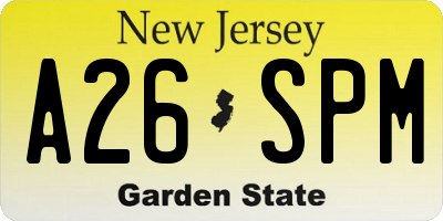 NJ license plate A26SPM