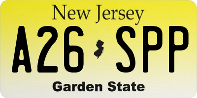 NJ license plate A26SPP