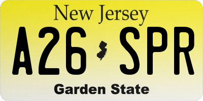 NJ license plate A26SPR