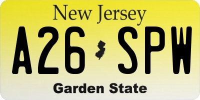 NJ license plate A26SPW