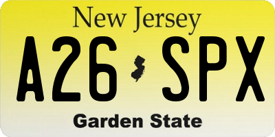 NJ license plate A26SPX