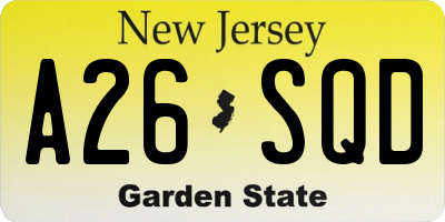 NJ license plate A26SQD