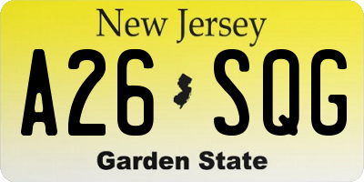 NJ license plate A26SQG