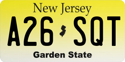 NJ license plate A26SQT