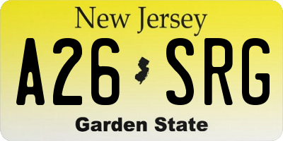 NJ license plate A26SRG