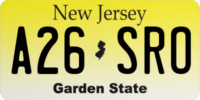 NJ license plate A26SRO