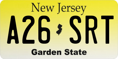 NJ license plate A26SRT