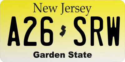 NJ license plate A26SRW