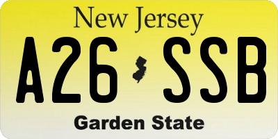 NJ license plate A26SSB