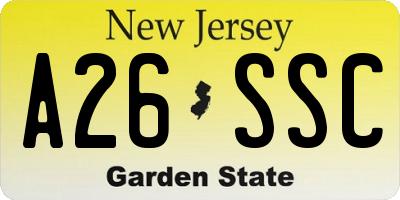 NJ license plate A26SSC