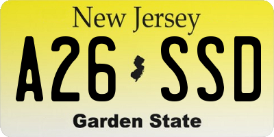 NJ license plate A26SSD