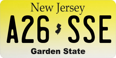 NJ license plate A26SSE