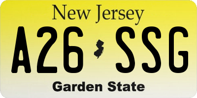 NJ license plate A26SSG
