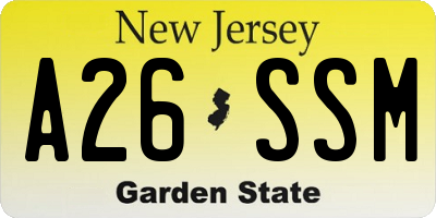 NJ license plate A26SSM