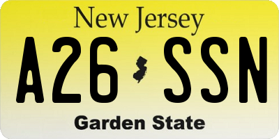 NJ license plate A26SSN