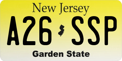 NJ license plate A26SSP
