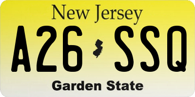 NJ license plate A26SSQ