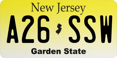 NJ license plate A26SSW
