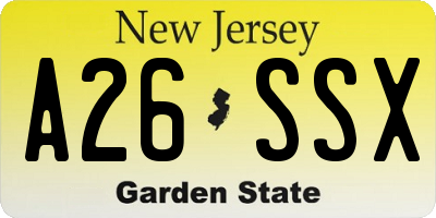 NJ license plate A26SSX