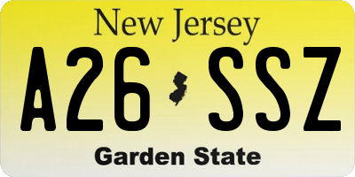 NJ license plate A26SSZ