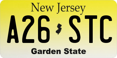 NJ license plate A26STC