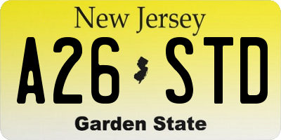 NJ license plate A26STD