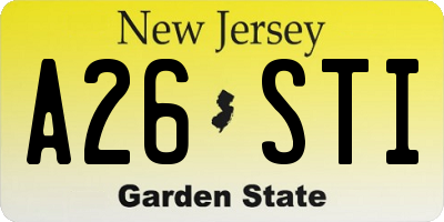 NJ license plate A26STI